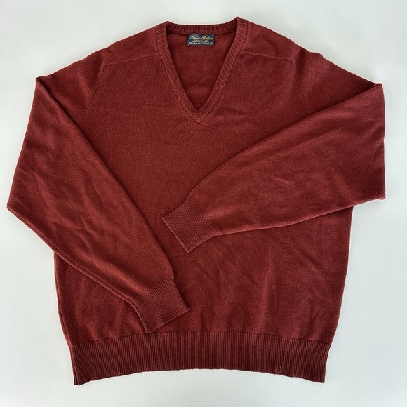 Vintage Brooks Brothers Cashmere Sweater 46 Burgundy Red Made Great Britain XL - Picture 1 of 10